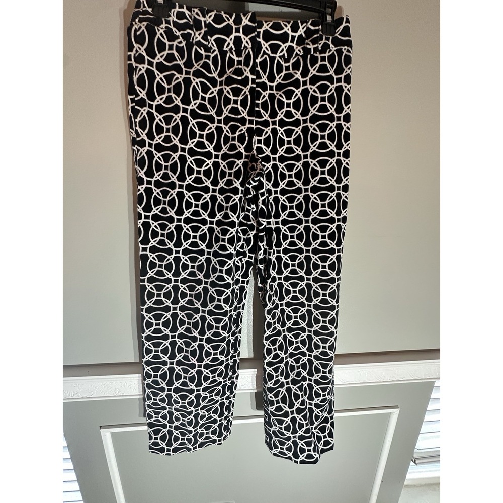 Talbots Size 6 Petite Black And White Crushed Velvet Pants EUC